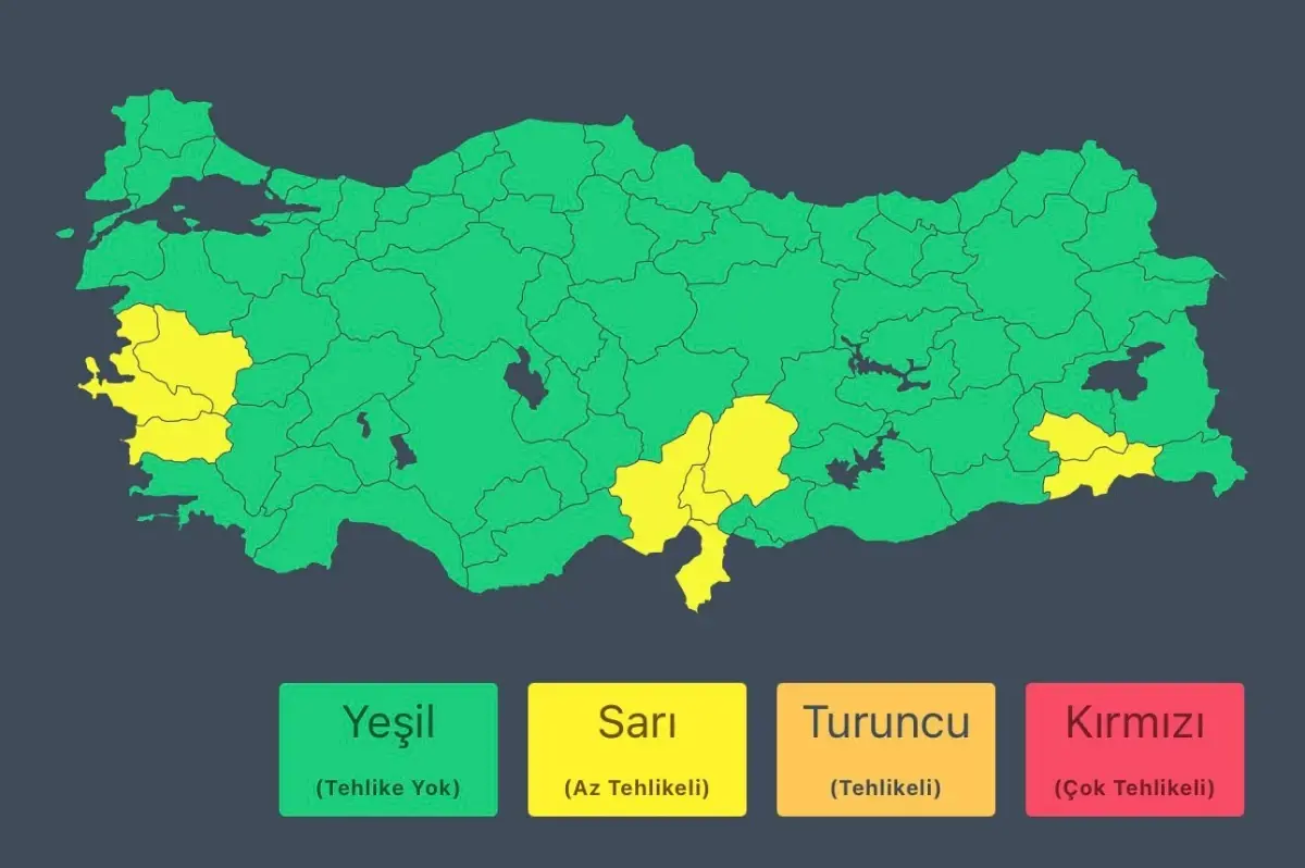 9 İlde Gök Gürültülü Sağanak Uyarısı