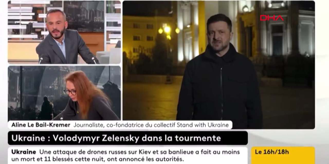 Zelenski bağlantıdayken: Canlı yayında bomba alarmı paniği! Korku içinde binayı boşalttıalar